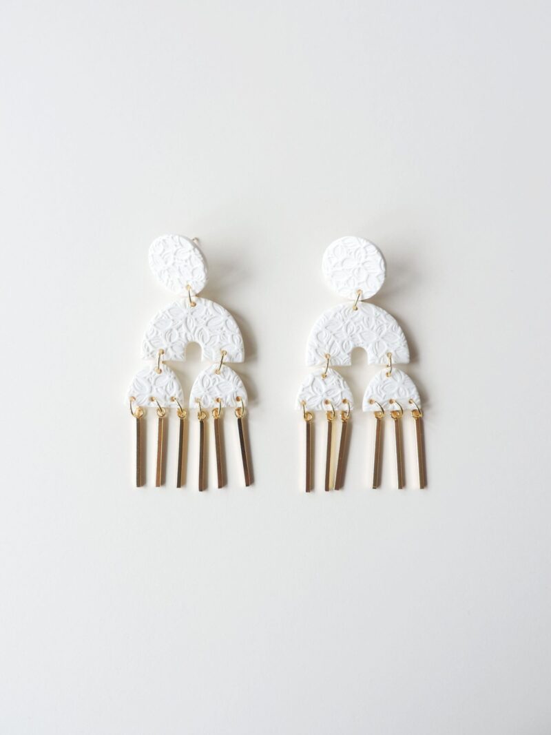 Boucles d'oreilles RHODES . Blanc pur fleuri – Image 2