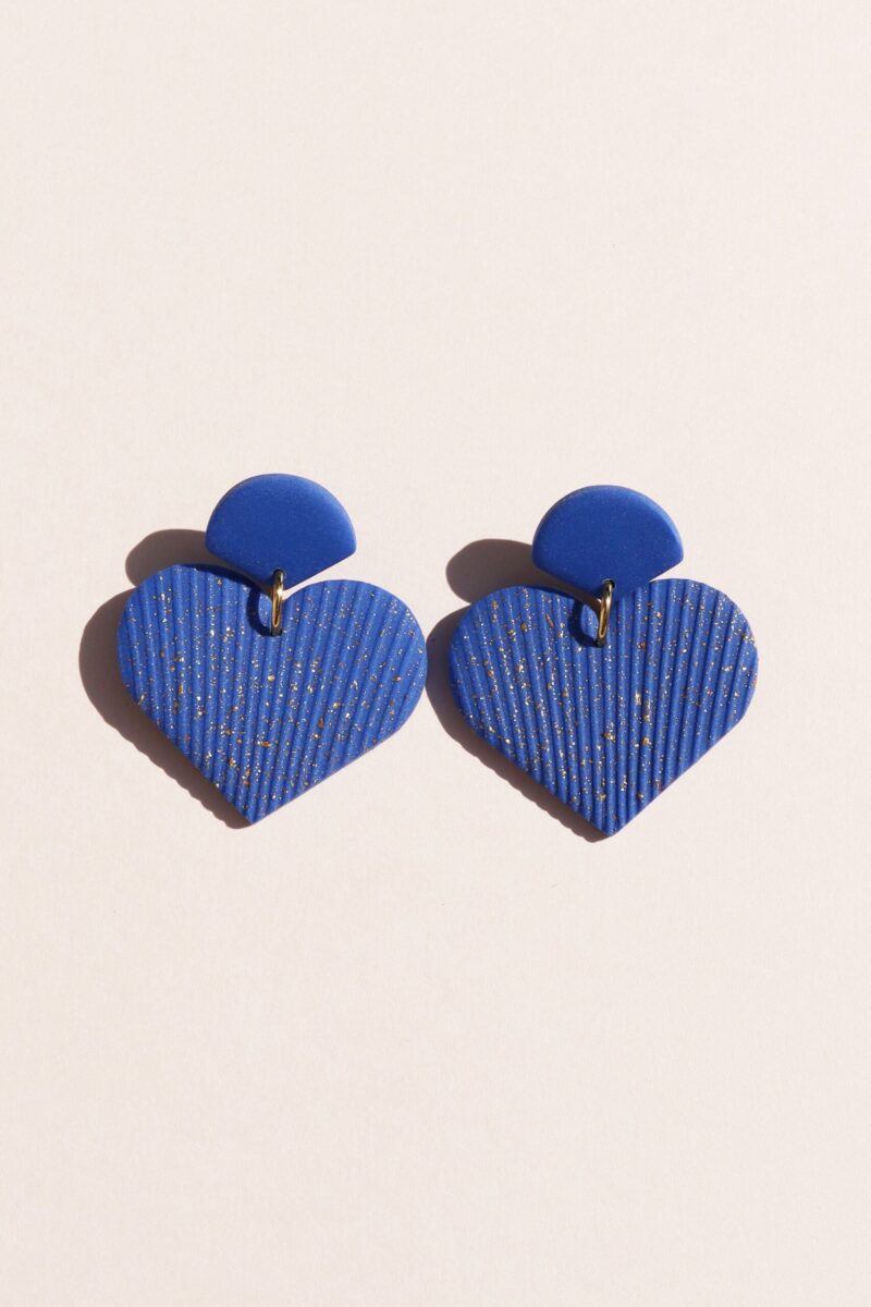Boucles d'oreilles AGAPI . Bleu Cyclades & moucheté doré