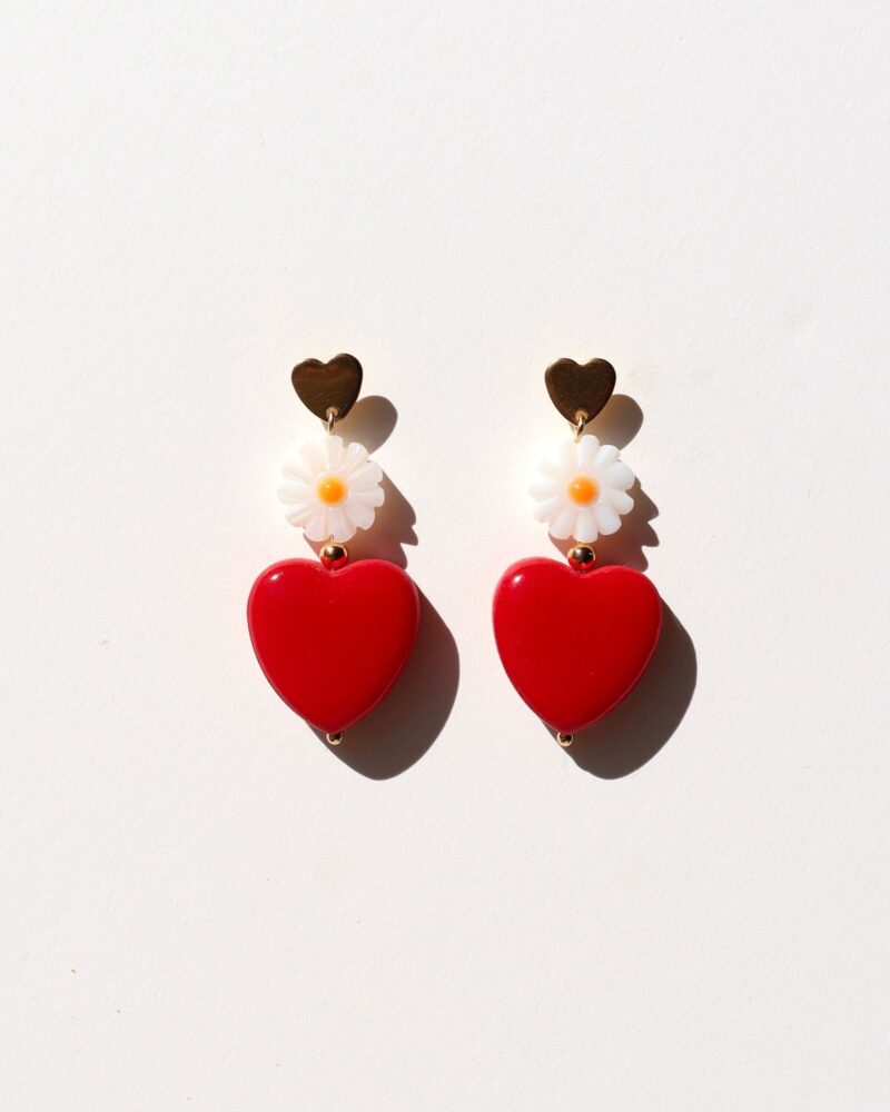 KOKKINI AGAPI . coeur rouge & perles de coquillage . série limitée