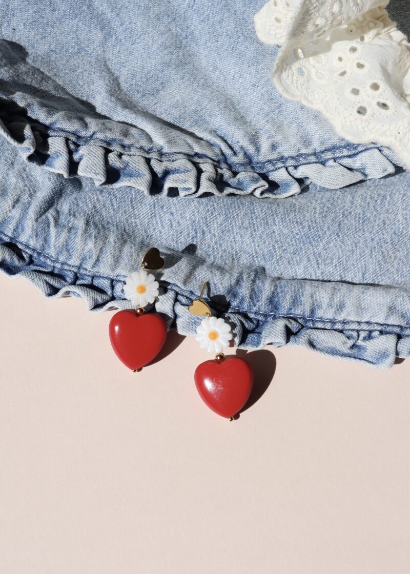KOKKINI AGAPI . coeur rouge & perles de coquillage . série limitée – Image 3