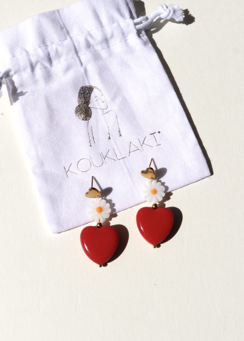 KOKKINI AGAPI . coeur rouge & perles de coquillage . série limitée – Image 4