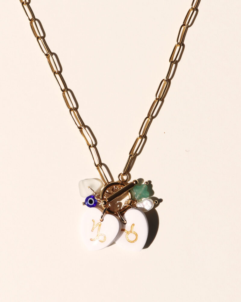Collier ASTERIA double coeur . Amulette porte-bonheur . personnalisable – Image 2