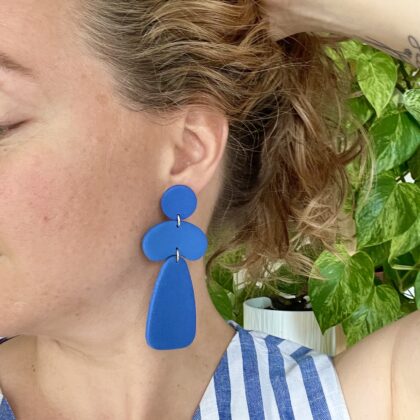 Boucles d'oreilles BIG PATMOS . Bleu Cyclades
