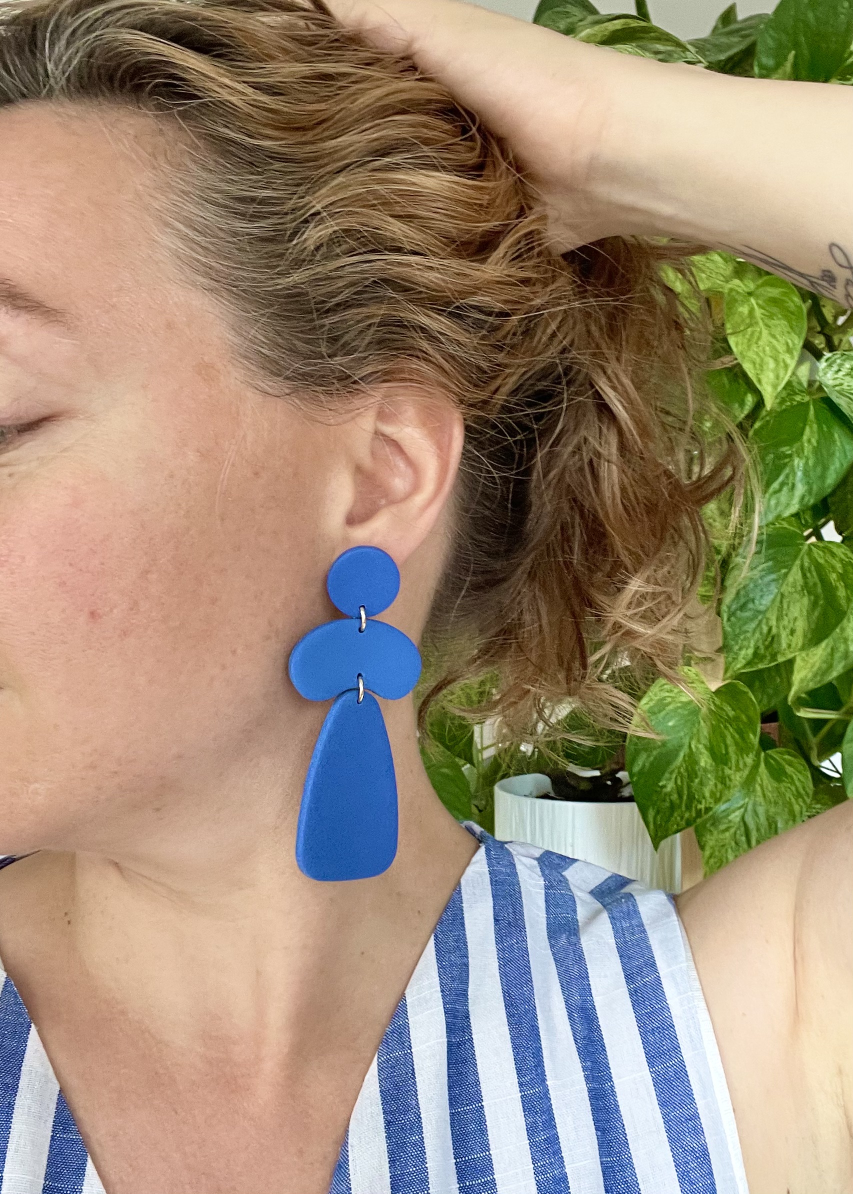 Boucles d'oreilles BIG PATMOS . Bleu Cyclades