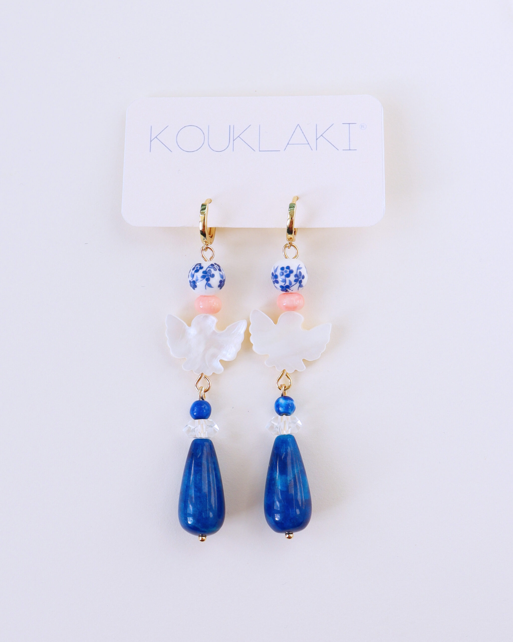 Boucles d'oreilles BIRDY . bleu . pièce unique