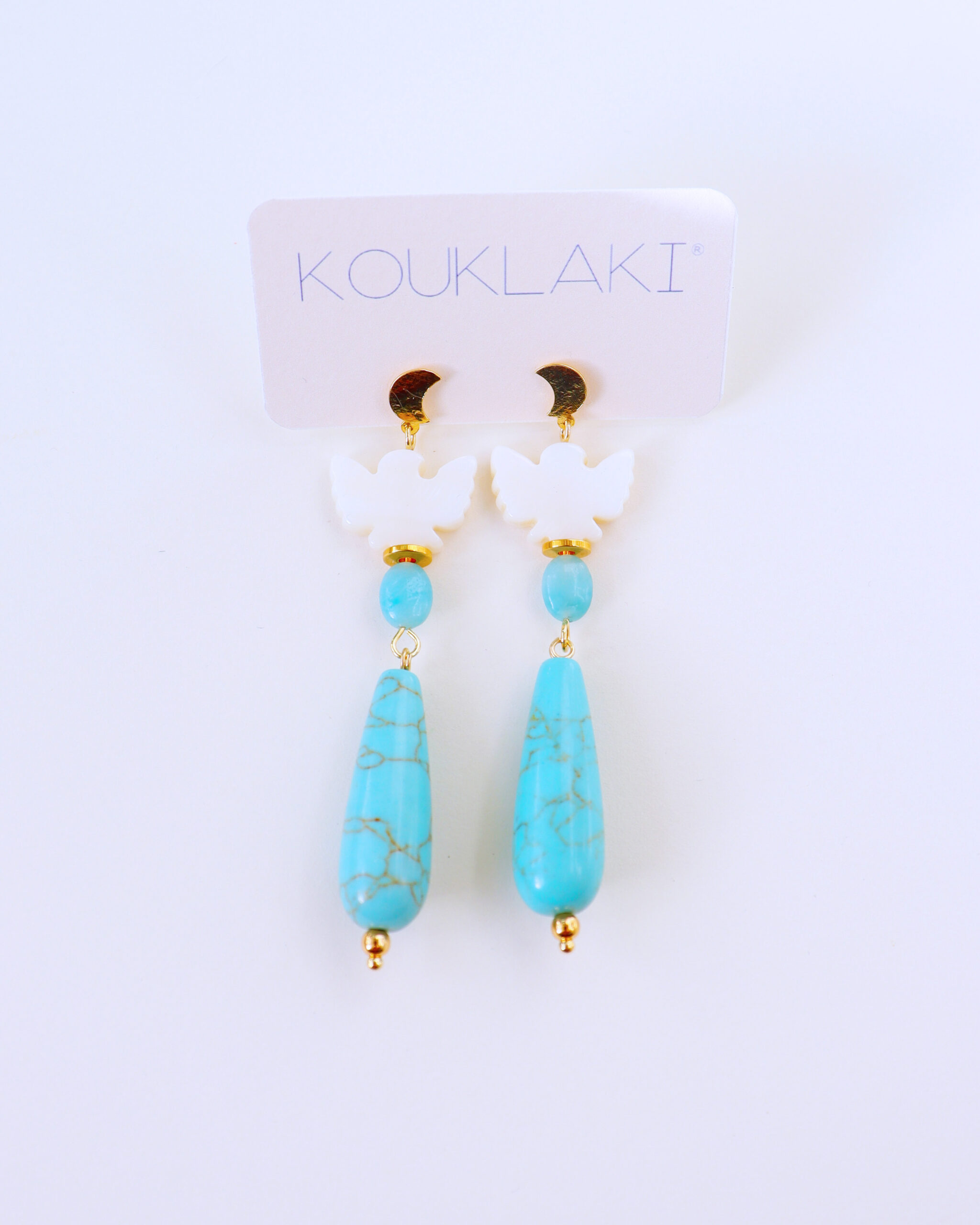 Boucles d'oreilles BIRDY . turquoise . pièce unique – Image 2