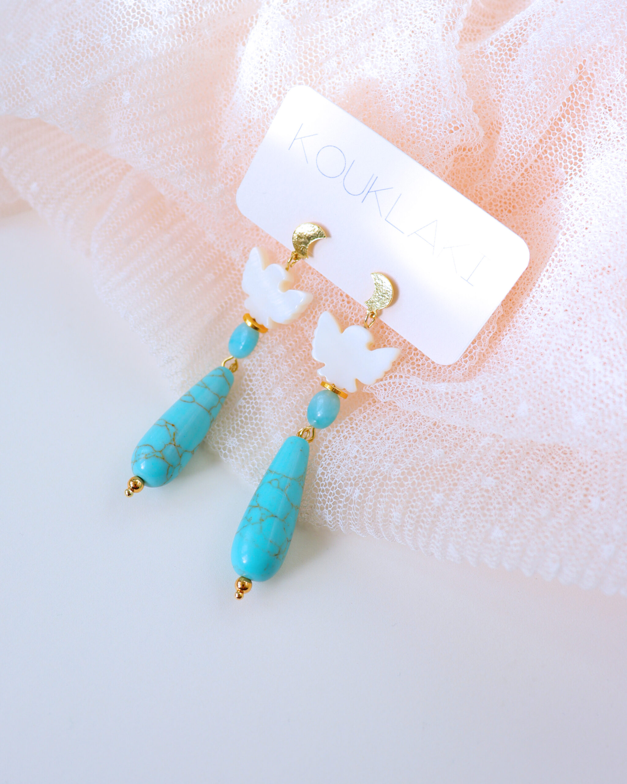 Boucles d'oreilles BIRDY . turquoise . pièce unique