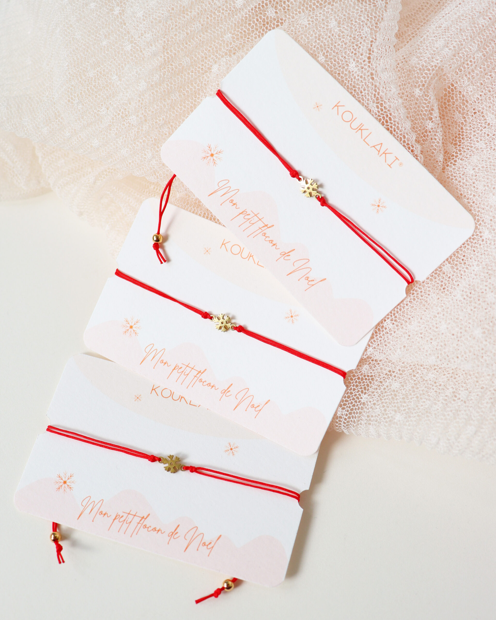 Bracelet FLOCON rouge . petit poignet . série limitée