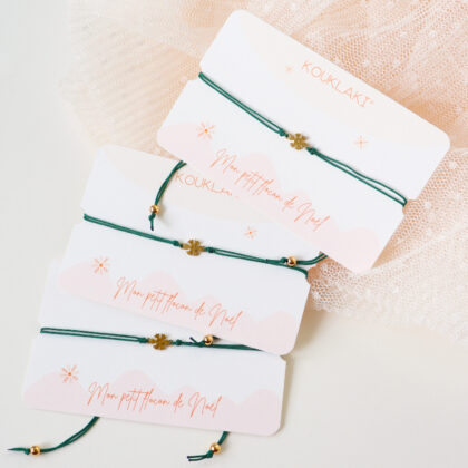 Bracelet FLOCON vert forêt . petit poignet . série limitée