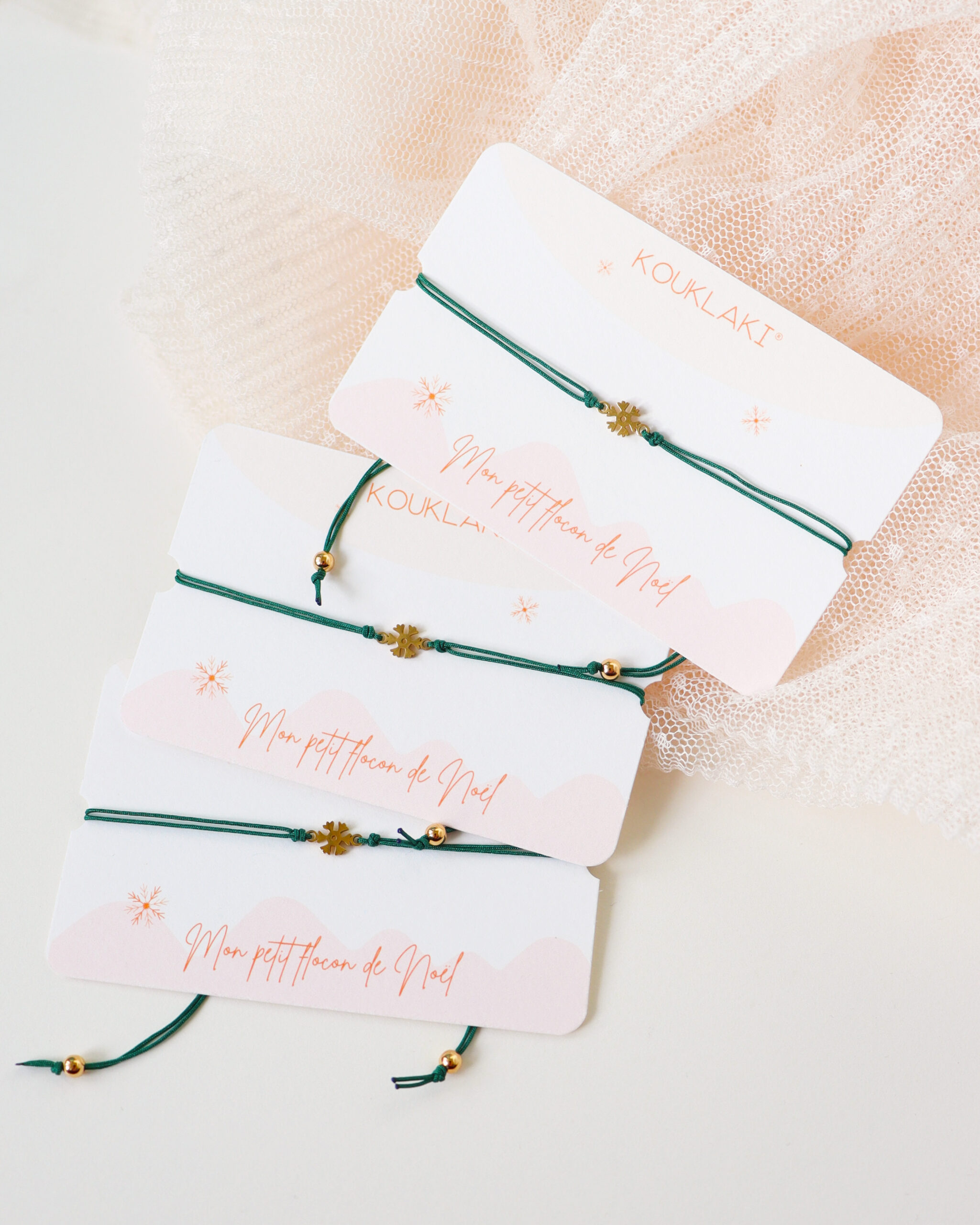 Bracelet FLOCON vert forêt . petit poignet . série limitée