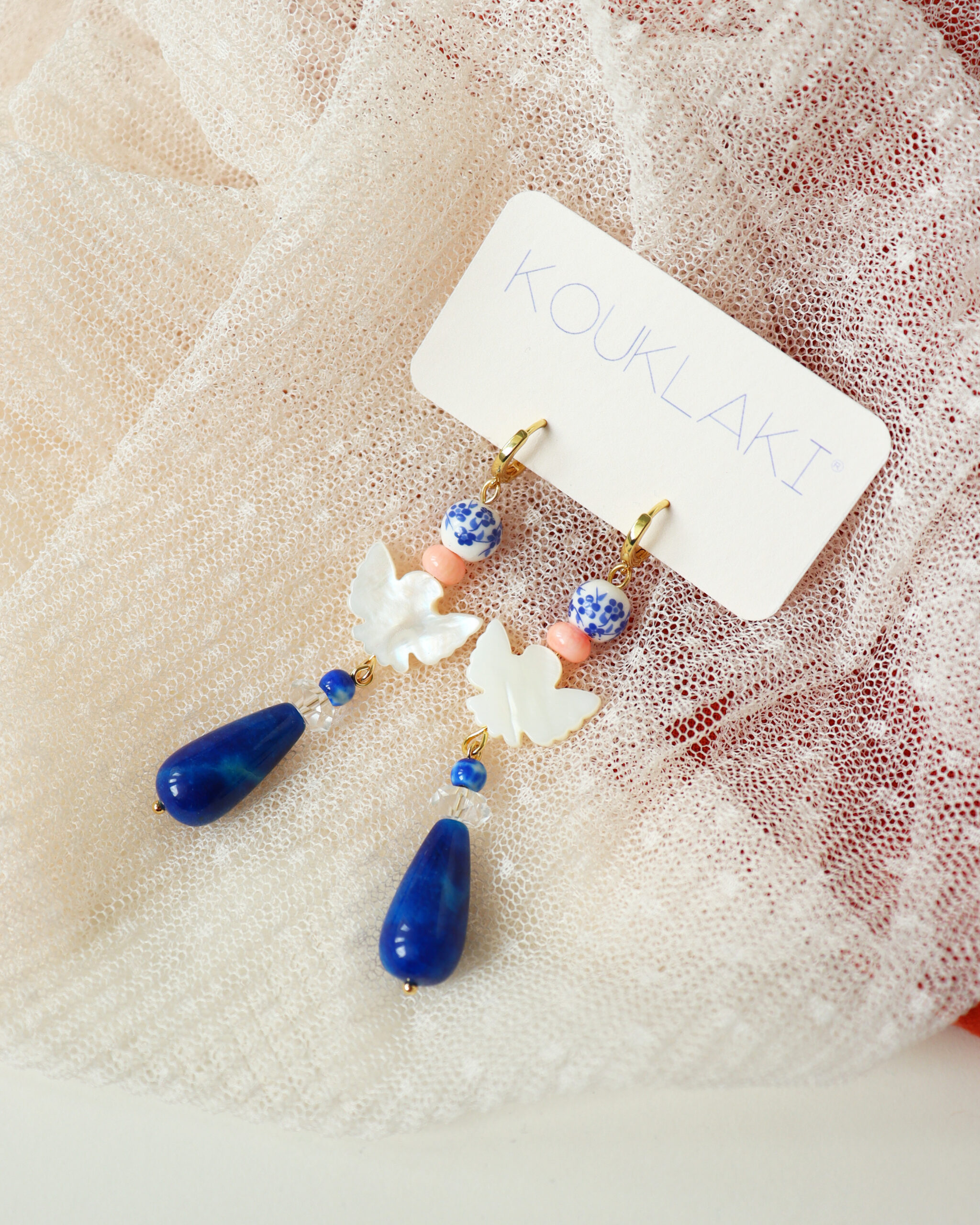 Boucles d'oreilles BIRDY . bleu . pièce unique – Image 2